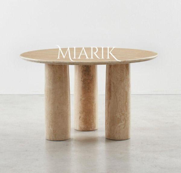 Miarik Design Mermer Traverten 3 Ayaklı Jody Orta Sehpa - Image 1