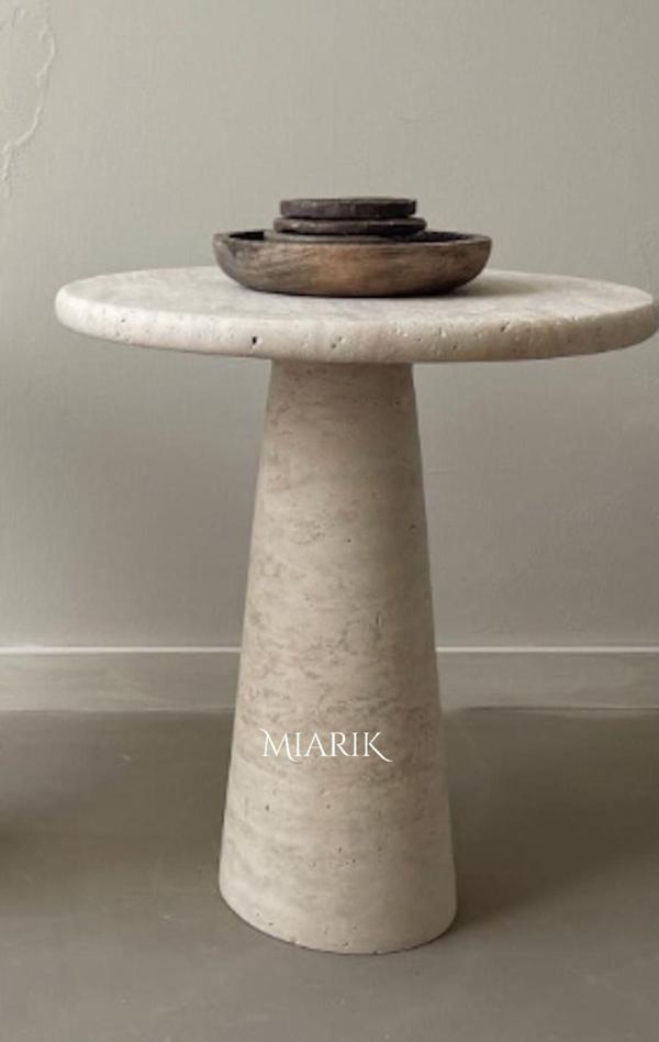 Miarik Design Traverten Mermer Bronte Yan Sehpa , Masa , Orta Sehpa , Zigon - Image 1