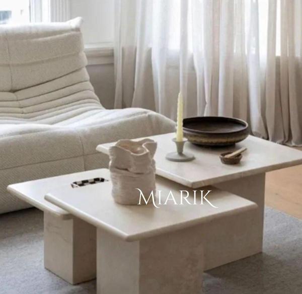 Miarik Design Traverten Mermer Darlene Yan Sehpa , Masa , Orta Sehpa , Zigon - Image 1