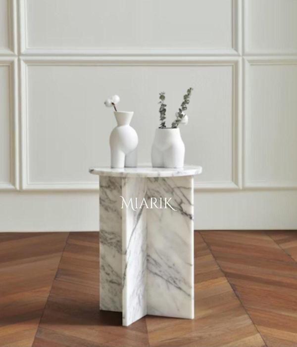 Miarik Design Leylak Calacatta Mermer Mermer Yan Sehpa , Masa , Orta Sehpa , Zi̇Gon - Image 1
