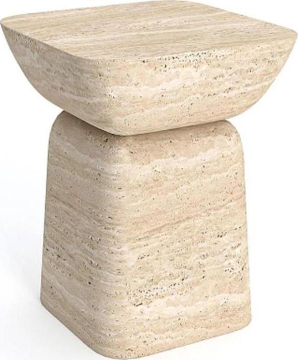 Miarik Design Traverten Mermer Halenie Yan Sehpa , Masa , Orta Sehpa , Zigon - Image 1