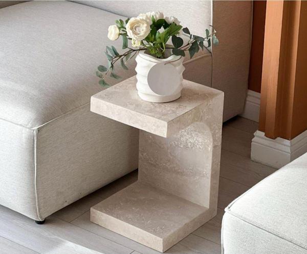 Miarik Design Traverten Mermer Lush Yan Sehpa , Masa , Orta Sehpa , Zigon - Image 1