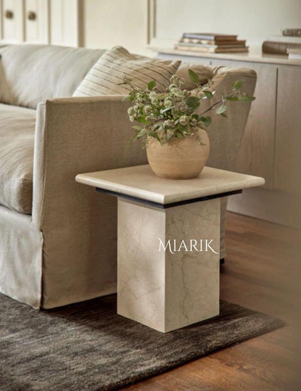 Miarik Design & Dekorasyon Traverten Mermer Mılan Yan Sehpa , Masa , Orta Sehpa , Zigon - Image 1