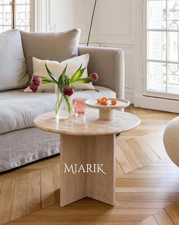 Miarik Design & Dekorasyon Traverten Mermer Traf Yan Sehpa , Masa , Orta Sehpa , Zigon - Image 1