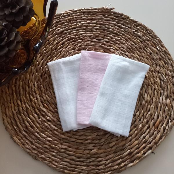 MARS BABY Kız Bebek Beyaz 3lü Müslin Ağız Bezi - Image 1