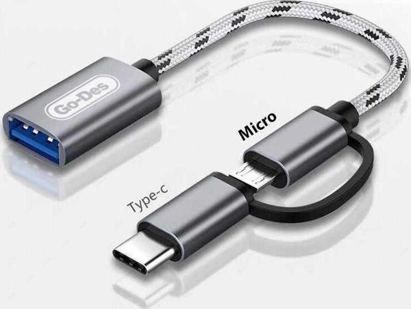 Go-Des GD-CT033 2 in 1 USB 3.0 to Micro / Type-C OTG Dönüştürücü Çevirici Tak & Çalıştır - Image 1