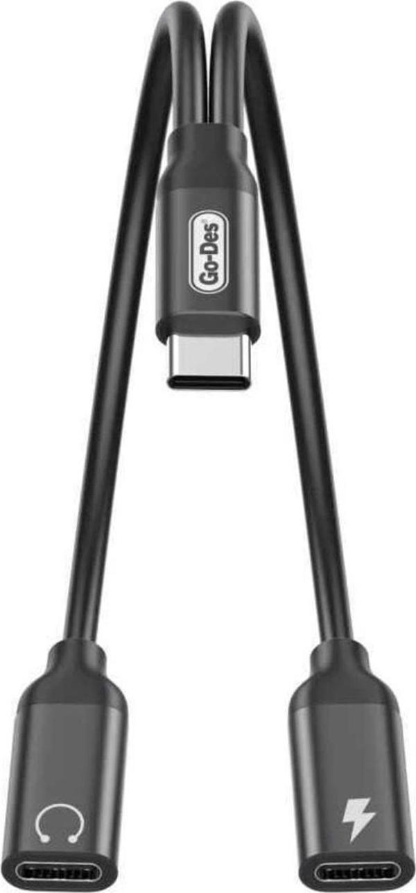 Go-Des Gd-uc318 Type-c Kulaklık Ve Şarj Dönüştürücü Ses Adaptörü - Image 1