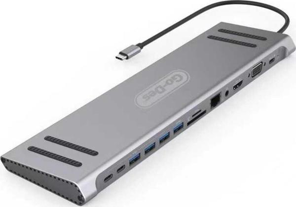 Go-Des Gd-9120 14 In 1 Stand Özellikli Type-c Hub Sd Kart-rj45-hdmı-vga-usb Çoğaltıcı - Image 1
