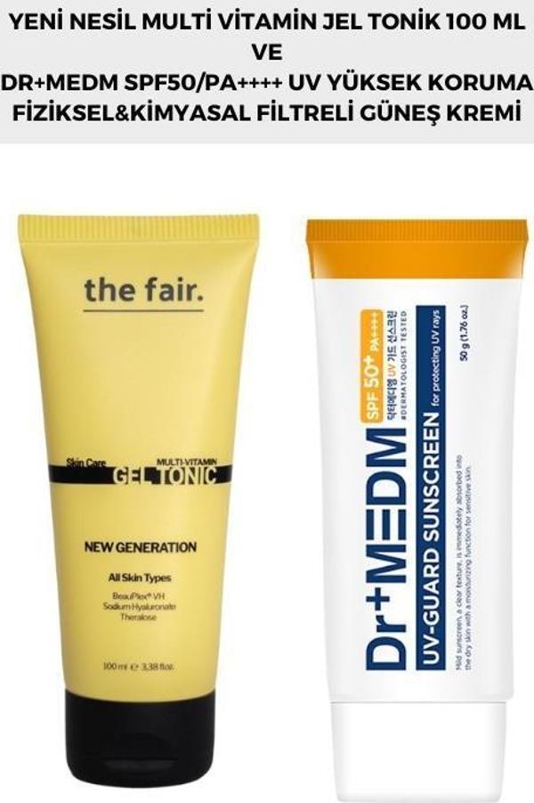 The Fair Multi Vitamin Jel Tonik 100 ml ve Dr+MEDM SPF50/PA++++ UV 50 ML Guard Sunscreen Yüksek Koruma - Image 1