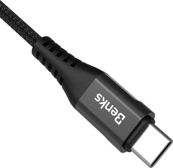 Benks D26 Type-C USB Kablo 3A Hızlı Şarj Kablosu 120 cm Kumaş Örgü - Image 1