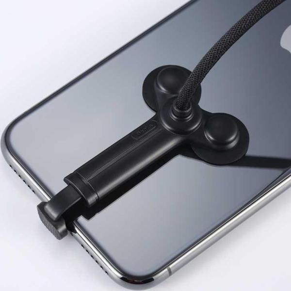 Benks D30 Lightning USB Gaming Kablo 2A Vantuzlu Oyuncu Şarj Kablosu 120 cm 270° Katlanır - Image 1