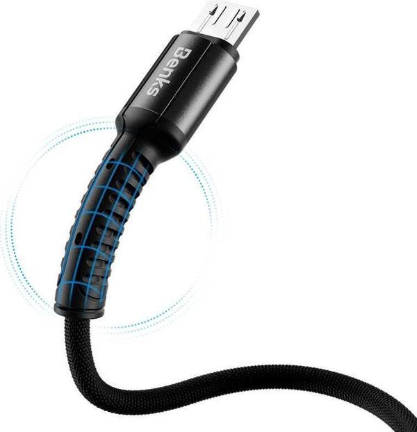 Benks D39 Micro USB Kablo 2A Hızlı Şarj Kablosu 120 cm Data Kablo Halat Tasarım - Image 1