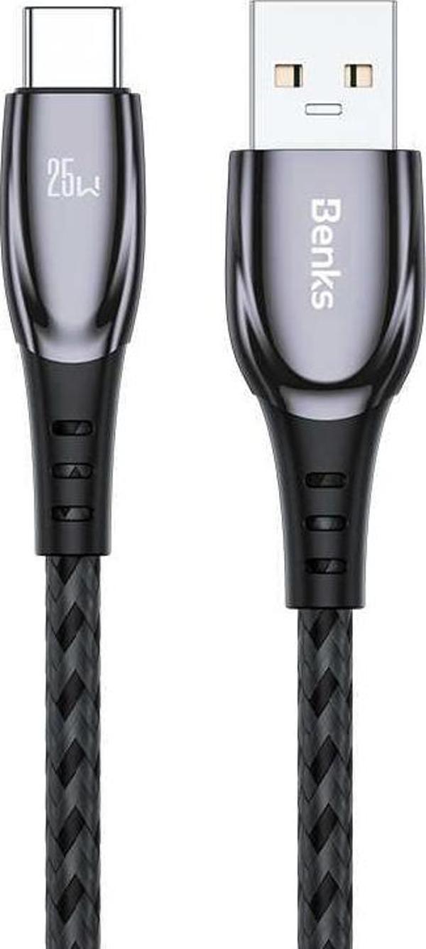 Benks D40 Type-C USB Kablo 5A 25W Hızlı Şarj Kablosu 2 metre Data Kablo 480 Mbps Kumaş Örgü - Image 1