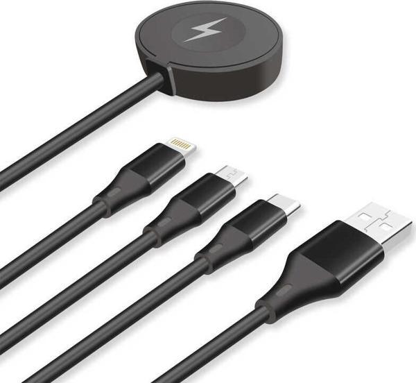 Go-Des GD-UC561 4 in 1 Kablosuz Akıllı Saat Şarj Cihazı ve Çoklu USB Hızlı Şarj Kablosu Çok Amaçlı - Image 1