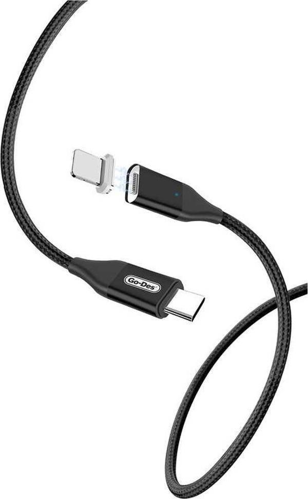 Go-Des UC-505 Magnetik Lightning PD Kablo 3A Mıknatıslı Şarj Kablosu 180 cm Data Kablo - Image 1