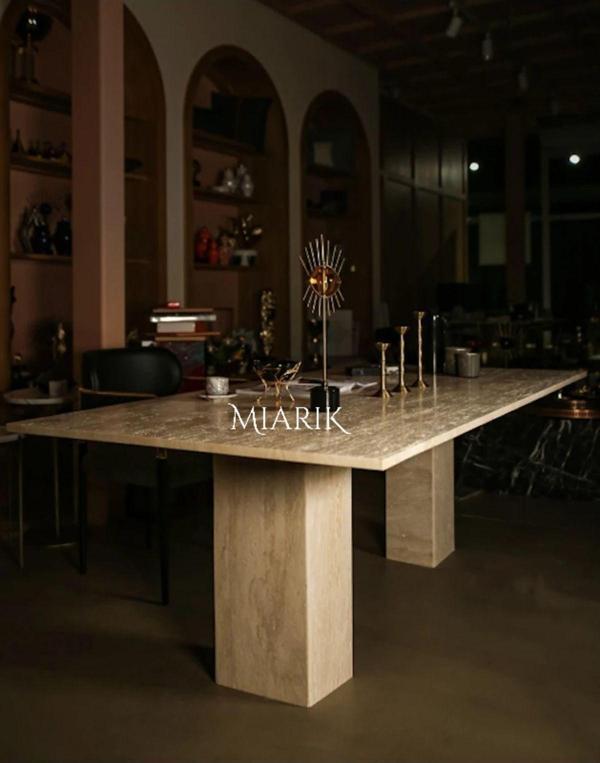 Miarik Design Alseya Traverten Küp Ayaklı Masa - Image 1