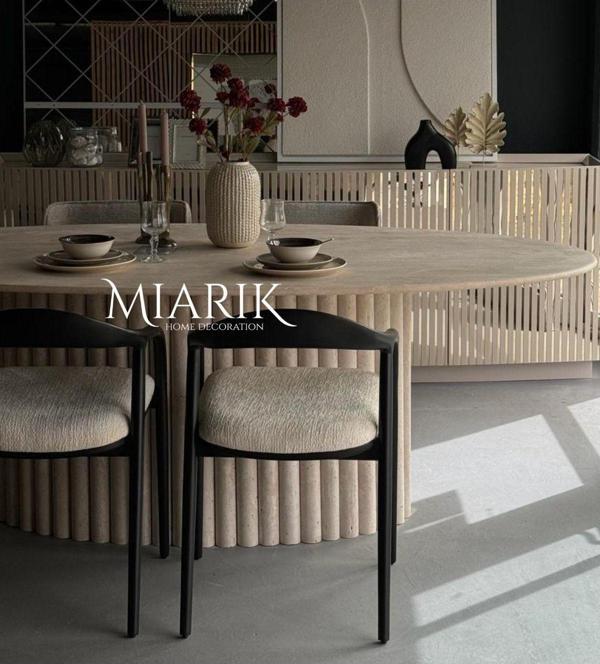 Miarik Design Evra Traverten Mermer Yemek Masası - Image 1