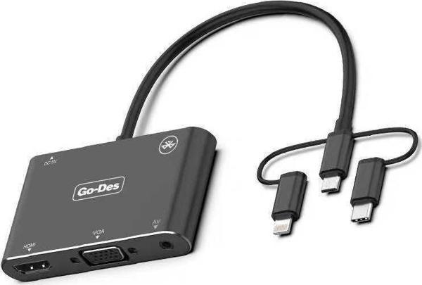 Go-Des GD-8762 5 in 1 HDMI VGA AV Dönüştürücü Adaptör Ses ve Görüntü Aktarım Bluetooh v4.2 EDR - Image 1