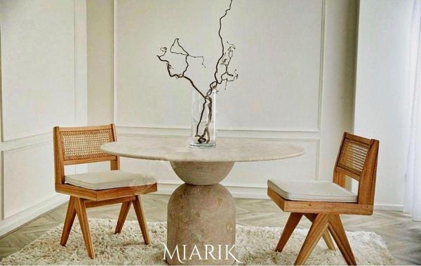Miarik Design Tasarım Charissa Traverten Mermer Masa - Image 1