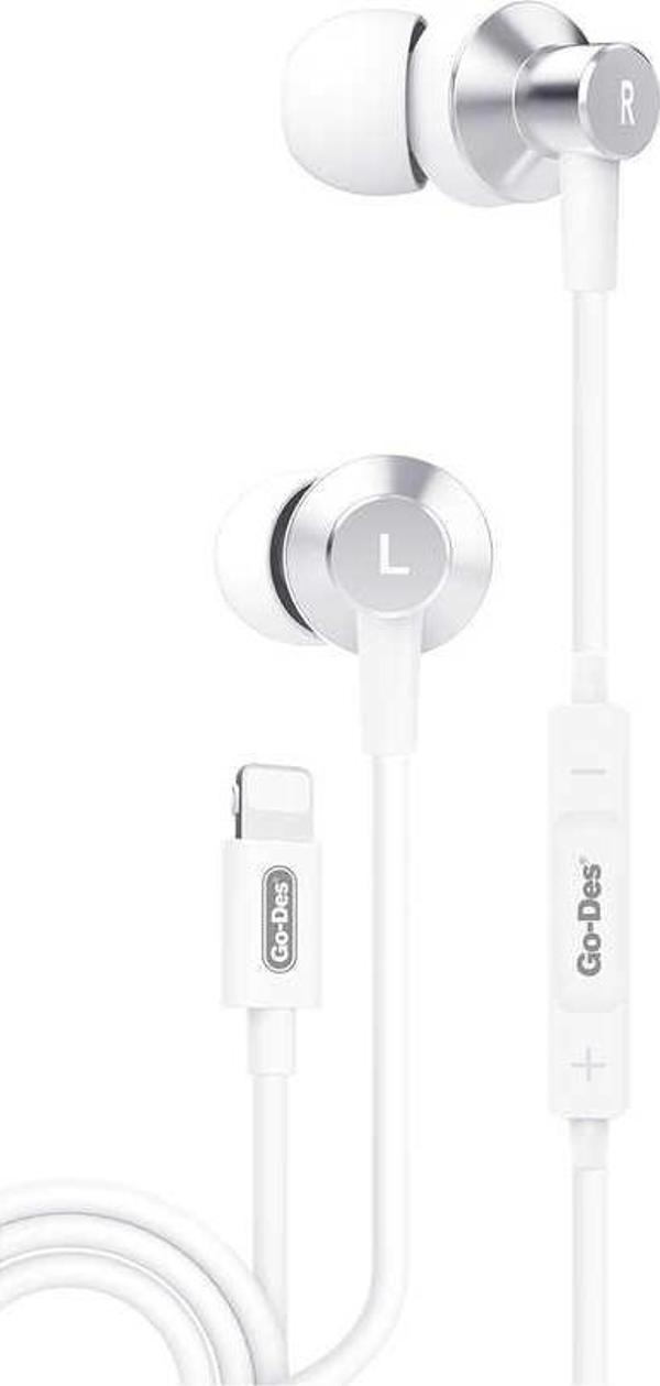 Go-Des EP-218 Lightning Kablolu Kulak İçi Kulaklık Mikrofonlu Hi-Fi Stereo 120 cm m Tak & Çalıştır - Image 1
