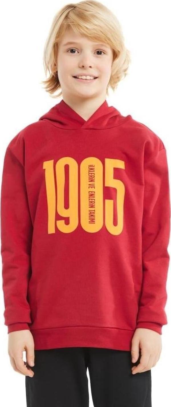 Galatasaray Orijinal Lisanslı Kapüşonlu Kırmızı 1905 Çocuk Sweat - Image 1