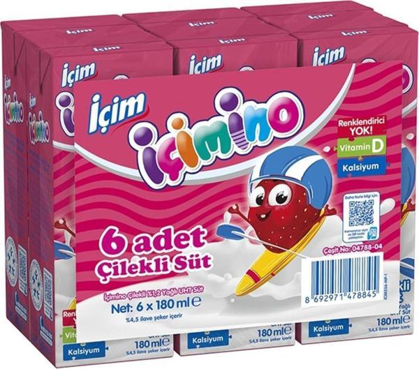 İçim İçimino Çilekli Süt 180 Ml X 6 Adet - Image 1