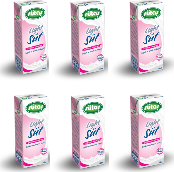 Sütaş Light Süt 200 Ml X 6 Adet - Image 1
