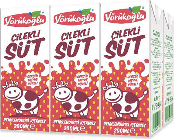 Yörükoğlu Çilekli Süt 180 Ml X 6 Adet - Image 1