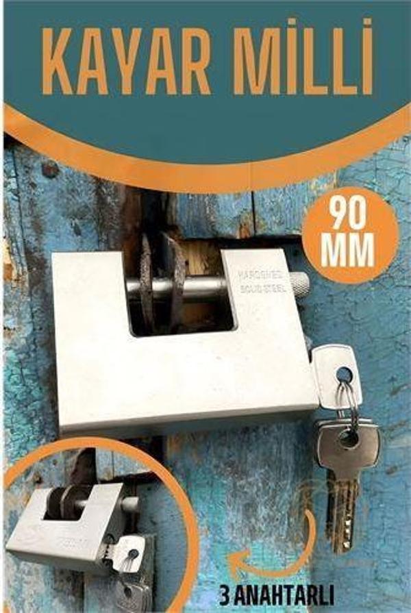 Transformacion Çelik Kayar Milli Asma Kilit 90 MM 3 anahtarlı Sonax Design 721042 - Image 1