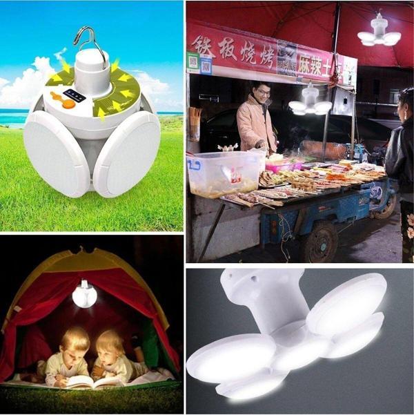 5 Led'li 3 Farklı Işık Modlu Açılıp Kapanabilir Led Kanatlı Güneş Enerjili Solar Aydınlatma Asılabilir Kamp Feneri - Image 1