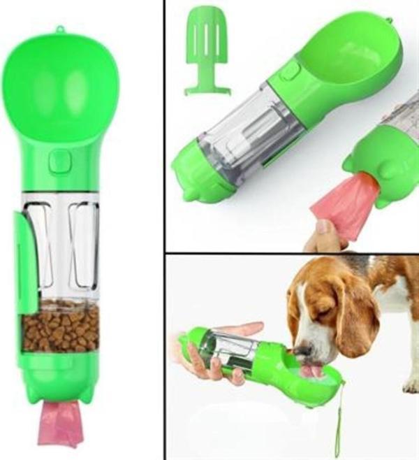 Taşınabilir Hazneli Mama Kaplı ,Kaka Poşetli Kedi,Köpek Suluğu-300ml - Image 1
