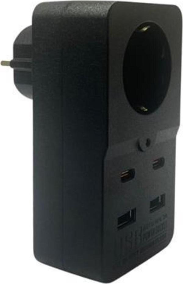 Isıya Dayanıklı Termal Akım Korumalı 1 Priz Girişli 2 Usb Girişli 2 Type-c Girişli Pirz - Image 1