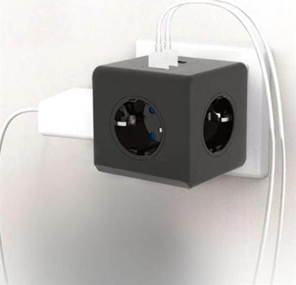 Isıya Dayanıklı Termal Akım Korumalı ve Çocuk Korumalı 3 Priz Girişli 3 USB Girişli Küp Priz - Image 1