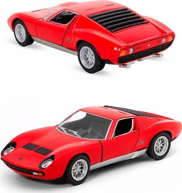 Kinsmart 1971 Lmaborghini Miura Diecast Çek Bırak Metal Araba Kırmızı - Image 1