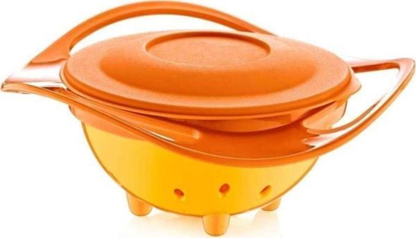 Babyjem Dökülmeyen Tabak Turuncu & Mama Kaşık Çatal Takımı Turuncu - Image 1