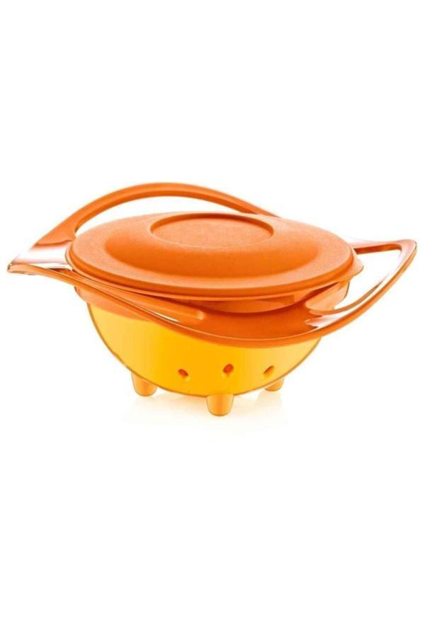 Babyjem Dökülmeyen Tabak Turuncu & Mama Kaşık Çatal Takımı Turuncu - Image 1