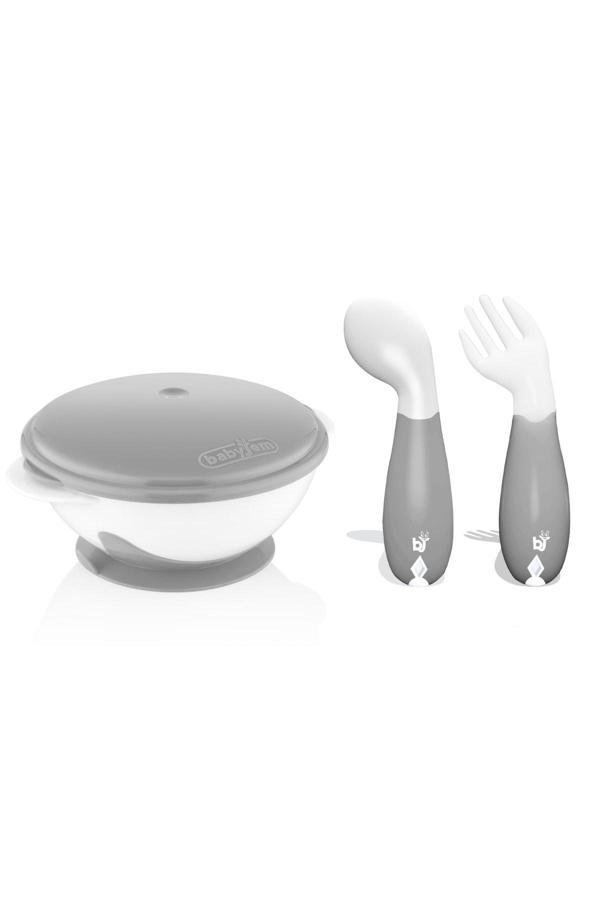 Babyjem Vakumlu Mama Tabağı Ve Açılı Çatal Kaşık Seti - Image 1