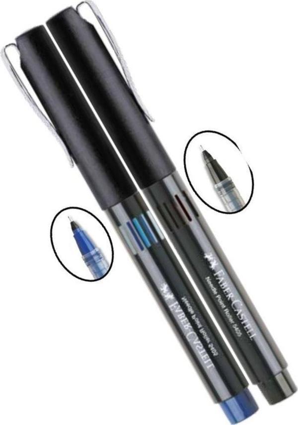 Faber-Castell Mavi Siyah Pilot Kalem Iğne Uçlu 0.5 Needle Point Roller 2 Adet 0,5 Uçlu Pilot Kalem M - Image 1