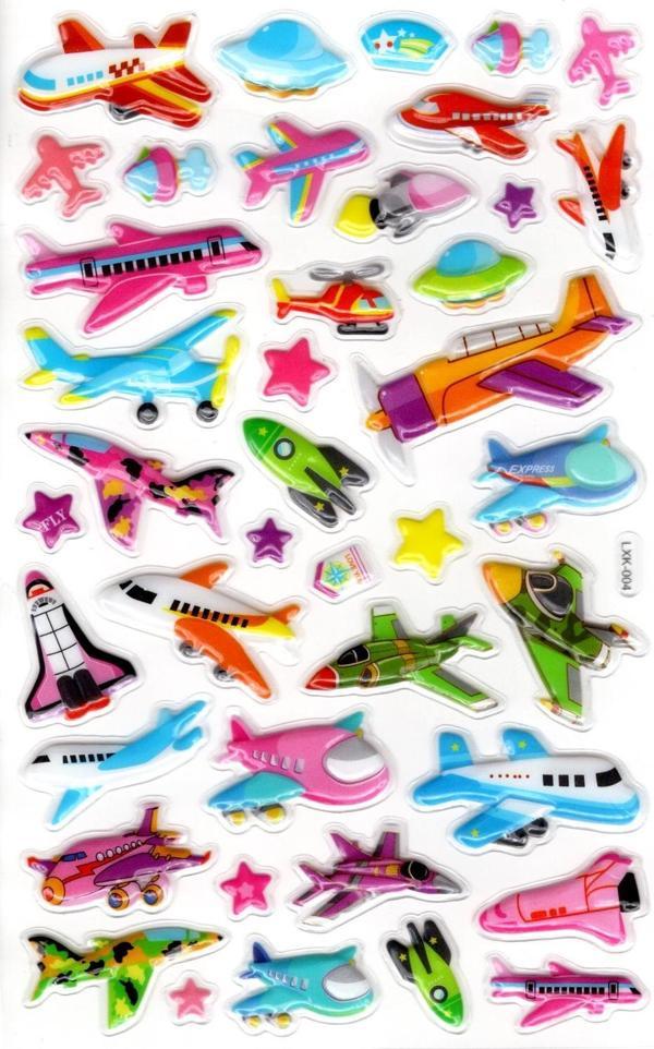 Sticker Kabartmalı Stiker Defter, Planlayıcı Etiket (lxk-004) - 22X14 cm - Uçak Roket - Image 1