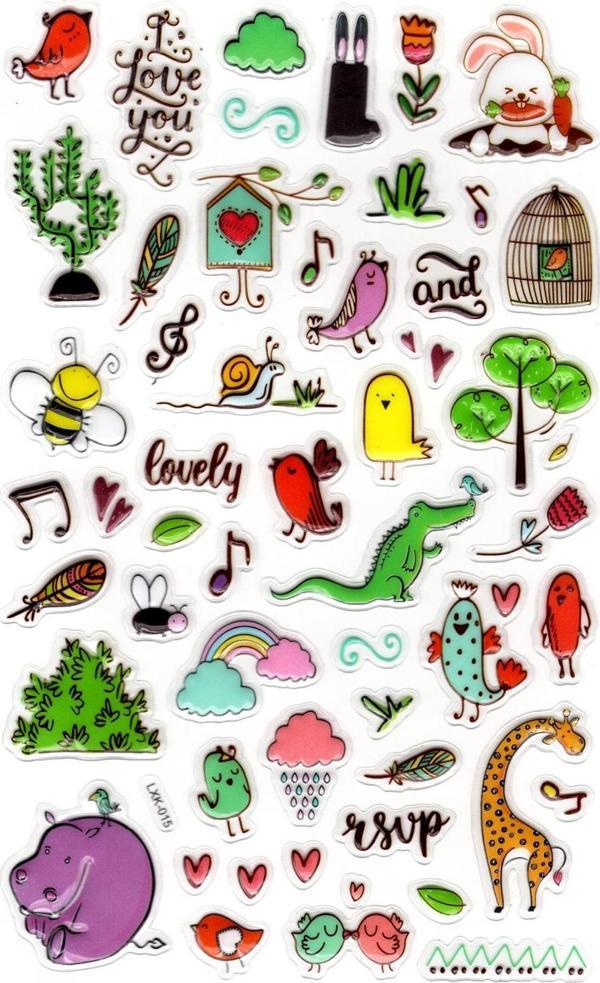Sticker Kabartmalı Stiker Defter, Planlayıcı Etiket (lxk-015) - 22X14 cm - Hayvan ve Müzik - Image 1