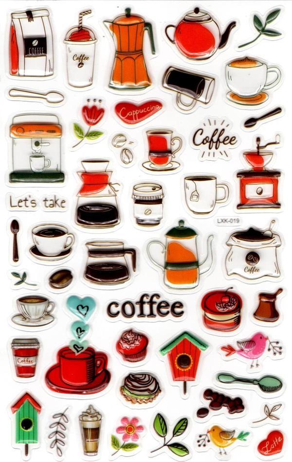 Sticker Kabartmalı Stiker Defter, Planlayıcı Etiket (lxk-019) - 22X14 cm - Çay Kahve - Image 1