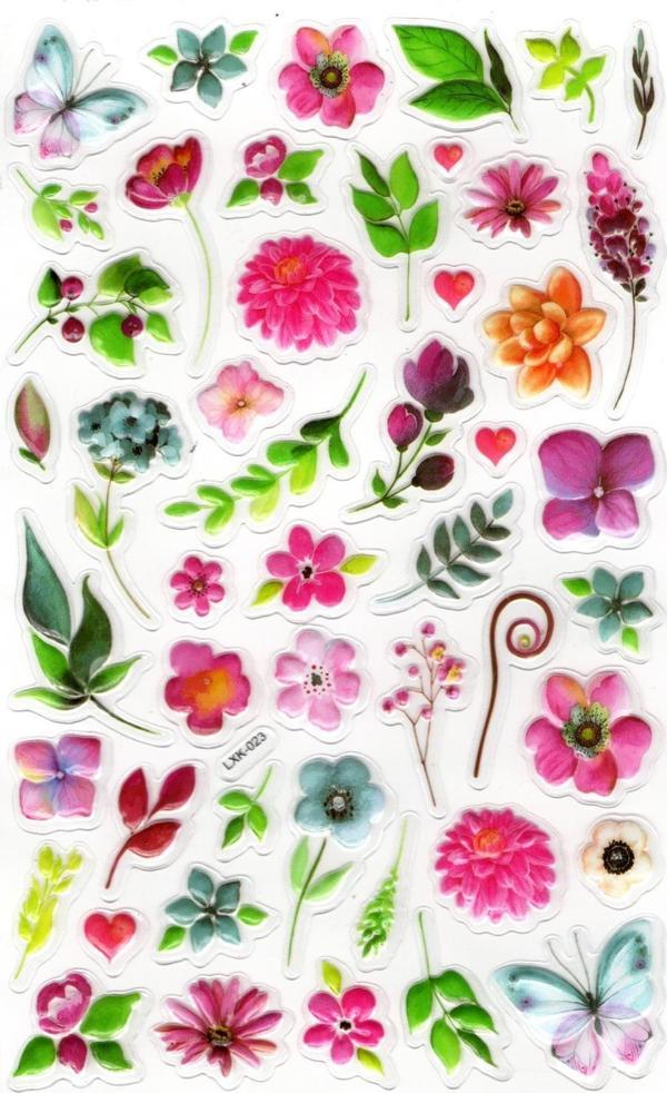 Sticker Kabartmalı Stiker Defter, Planlayıcı Etiket (lxk-023) - 22X14 cm - Renkli Çiçekler - Image 1
