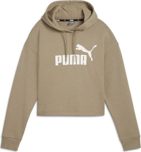 Puma Ess Cropped Logo Hoodie Kadın Bej Sweatshırt - Image 1