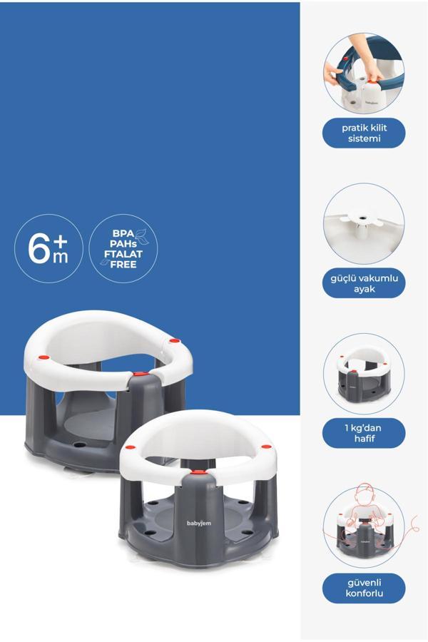 Babyjem Baby Jem Önden Açılır Banyo&Mama Oturağı Beyaz - Image 1
