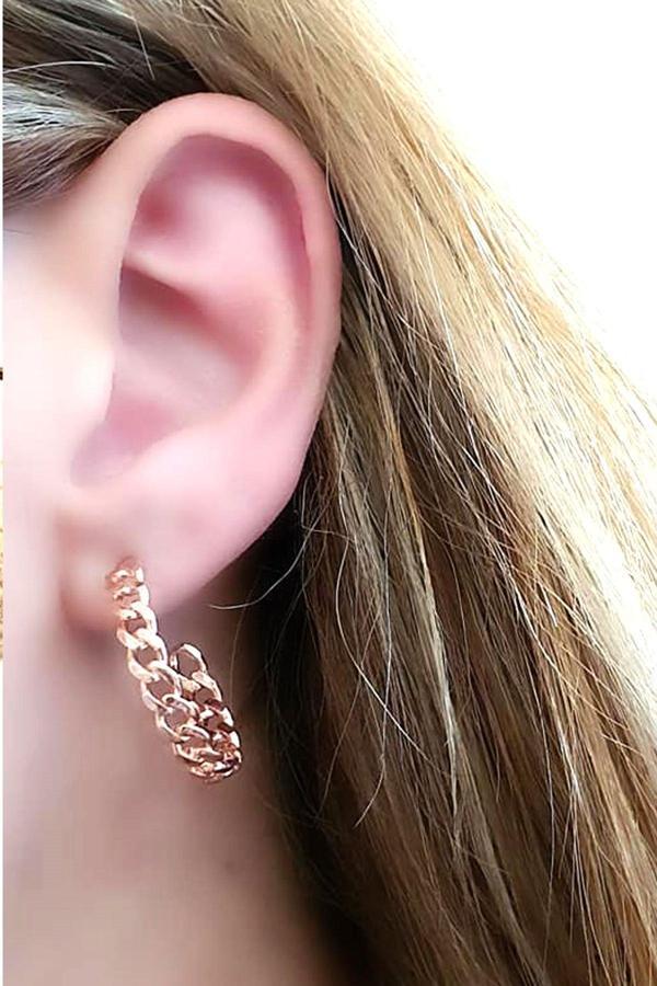 925 ayar gümüş rose şarnel yarım halka küpe  - Image 1