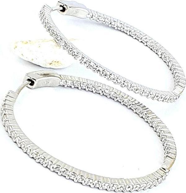 Ici dışı Zirkon Taş Detaylı 925ayar Gümüş Tasarım Halka Küpe çap 3.8 cm dir - Image 1