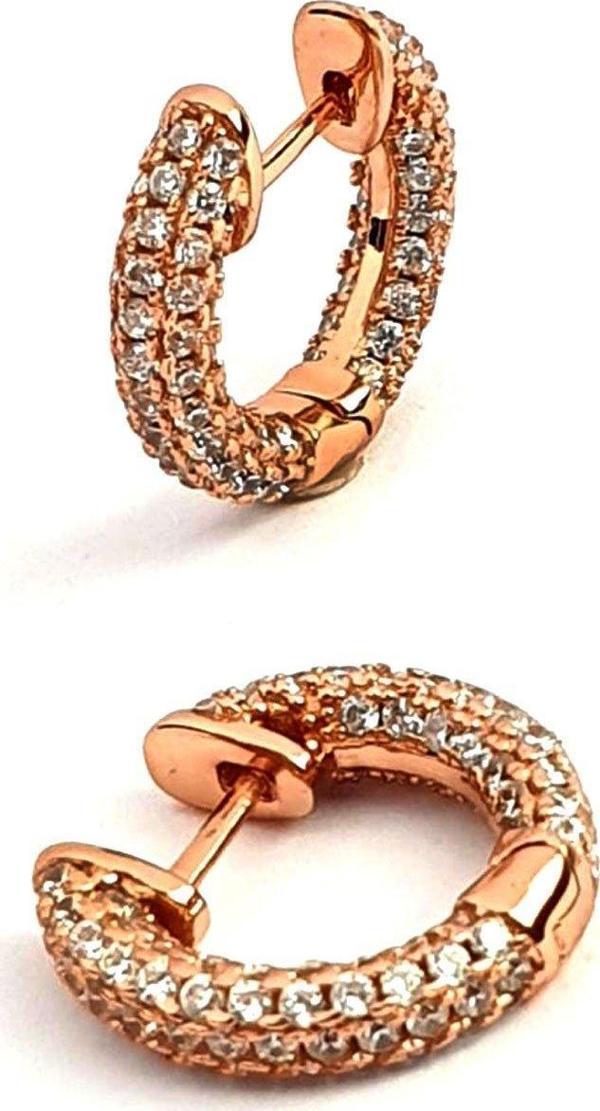 ici dışı zirkon taş islemeli italyan tasarımı gümüş rose halka küpe 1cm - Image 1