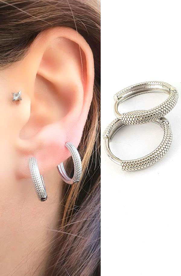 925ayar Gümüş Trend Halka Küpe 1.8 cm çap - Image 1