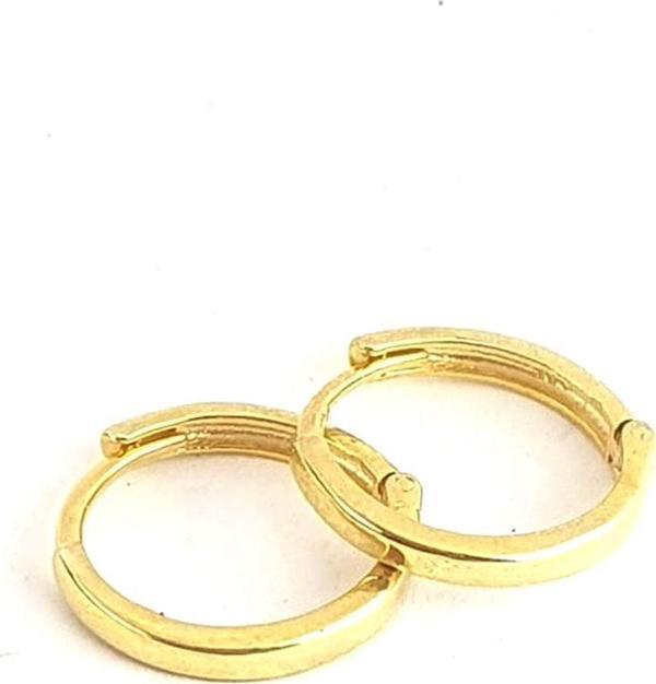 925ayar Gümüş Üzerine Altın Kaplama Bombeli Halka Küpe  - Image 1