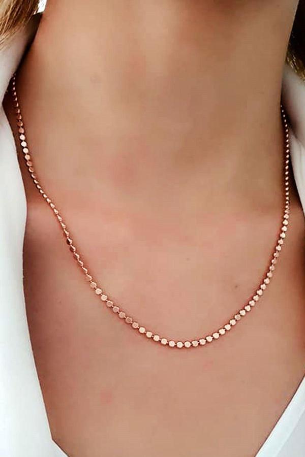 Italyan tasarımı gümüş üzerine rose altın kaplama uzun zincir kolye  - Image 1